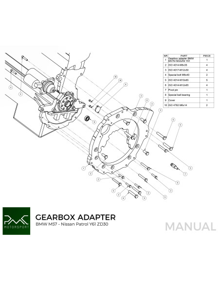 Adapter BMW M57 3.0D - Nissan Patrol Y61 Y61ZD30 RE4R03A automat