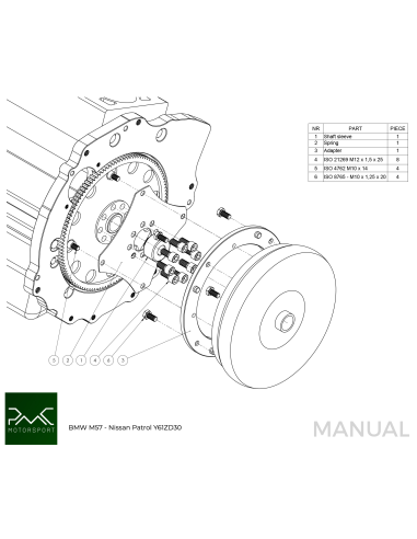 Adapter BMW M57 3.0D - Nissan Patrol Y61 Y61ZD30 RE4R03A automat