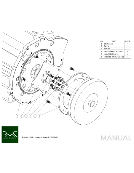 Adapter BMW M57 3.0D - Nissan Patrol Y61 Y61ZD30 RE4R03A automat