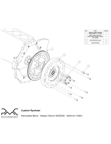 Koło zamachowe Mercedes Benz OM605 OM606 - Nissan Patrol Y61ZD30 - 250mm / 9.84"